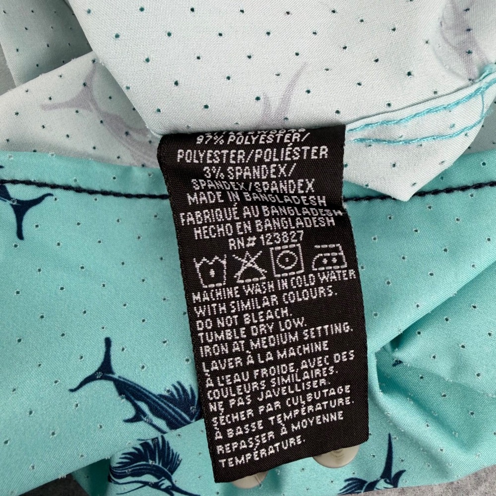 Canada Weathergear Mens Large Marlin Fish Print Button Down Shirt Aqua Turquoise - Picture 6 of 13